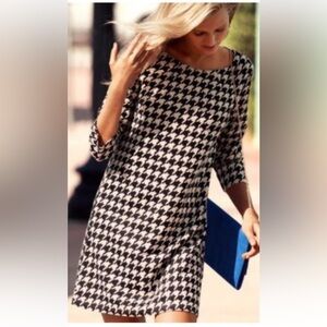 H&M Black Cream Mini Dress 3/4 Cuffed Sleeve Bateau Neckline🎁